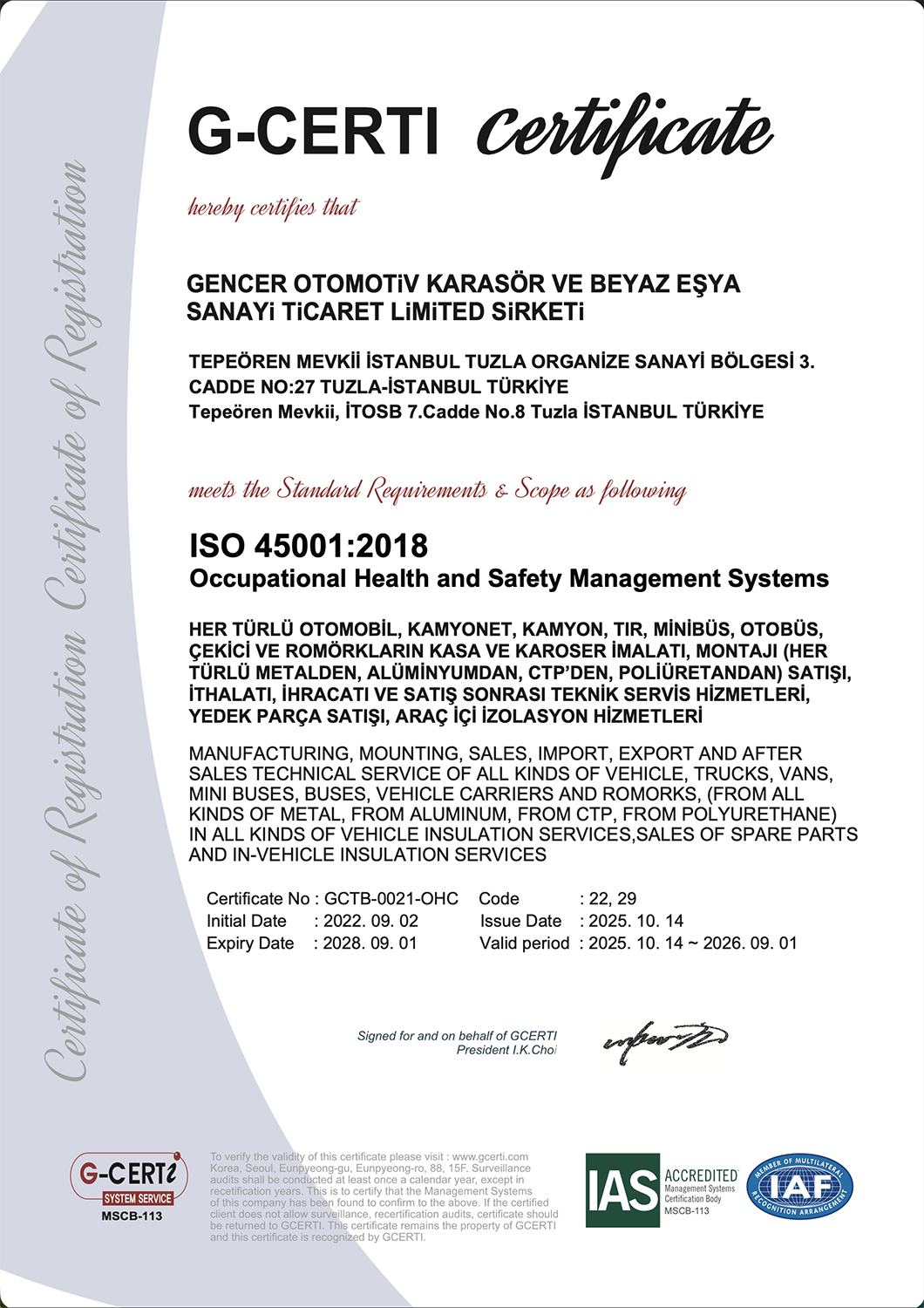 ISO 45001:2018 İş Sağlığı ve Güvenliği Yönetim Sistemi