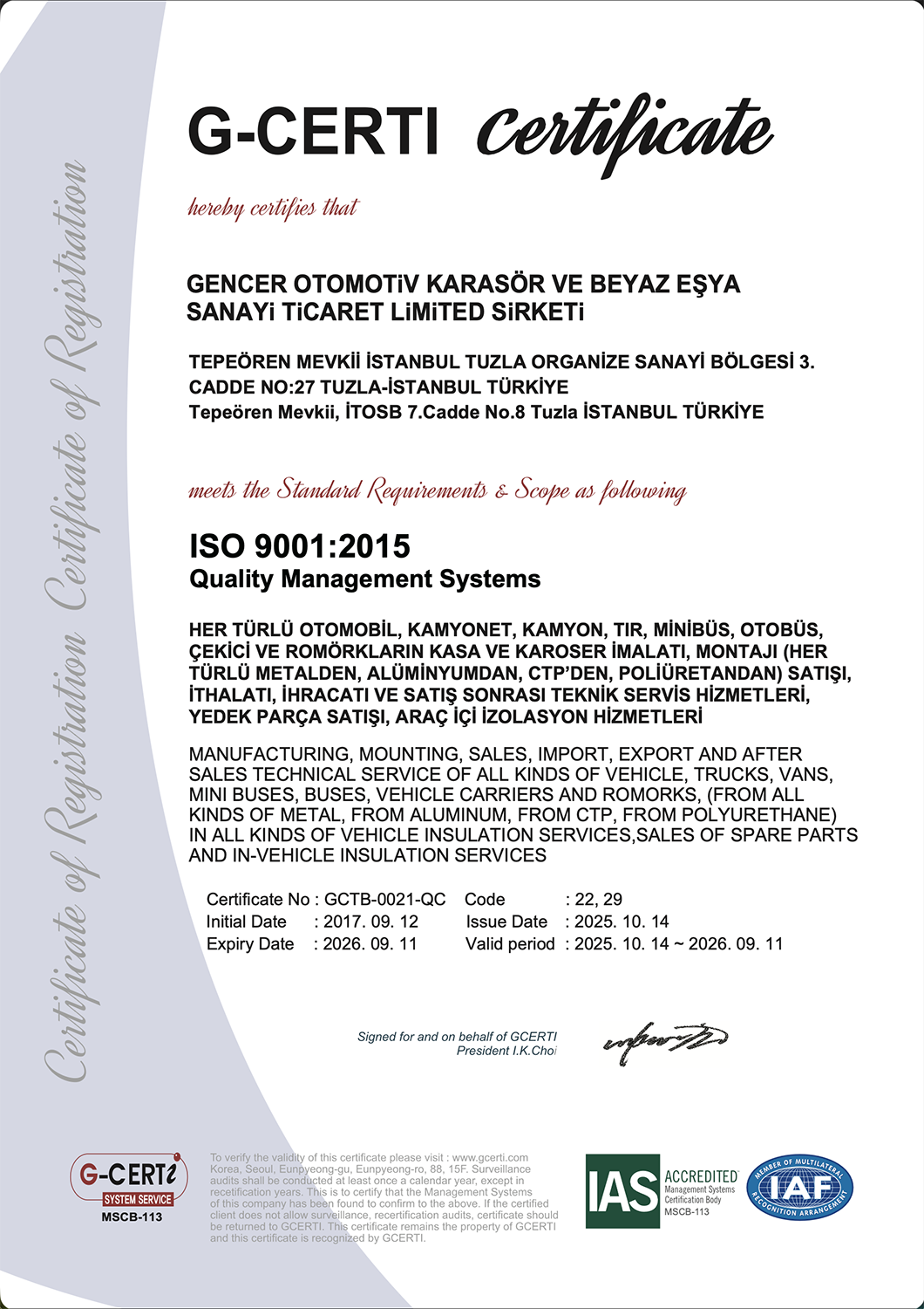 ISO 9001:2015 Kalite Yönetim Sistemi