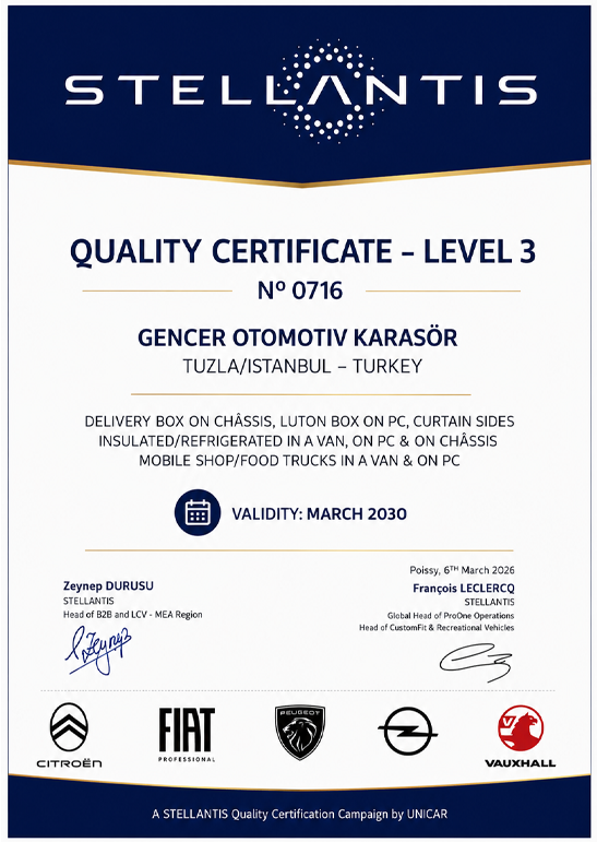 Stellantis Quality Certificate – Level 3